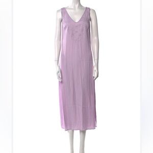 TECOVAS WOMENS PURPLE SATIN SLIP MIDI DRESS LARGE